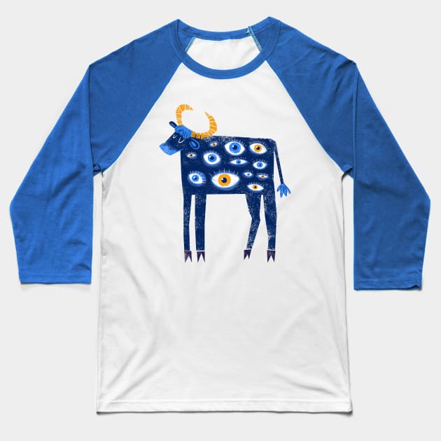 Sacred All-Seeing Ox Baseball T-Shirt by grrrenadine